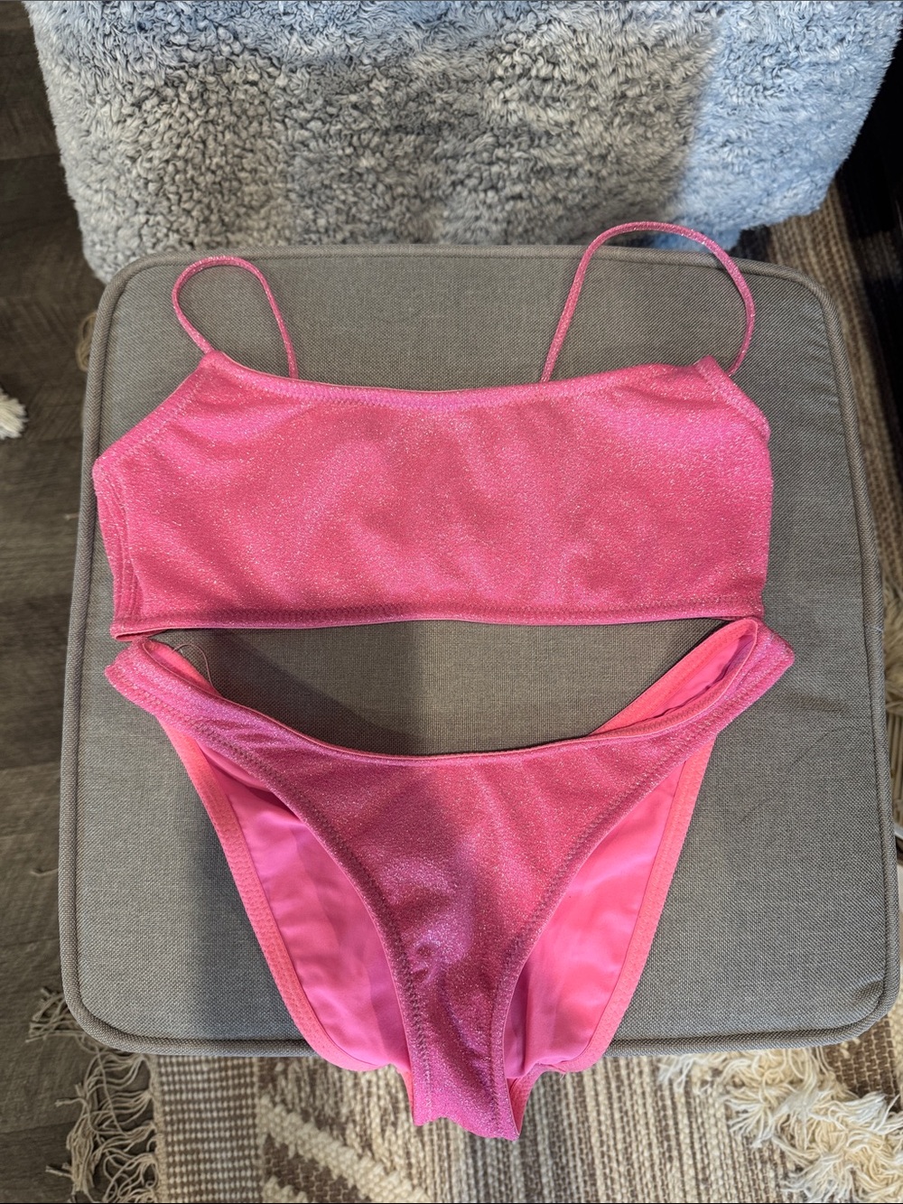 triangl swimwear Shiny Hot Pink Bikini Set